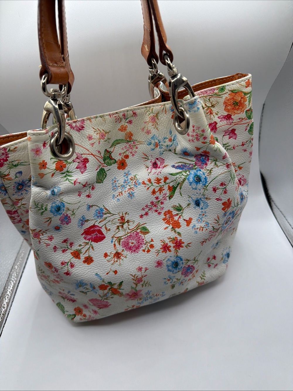 Maurizio Taiuti hand painted Floral Print Small Tote Handbag